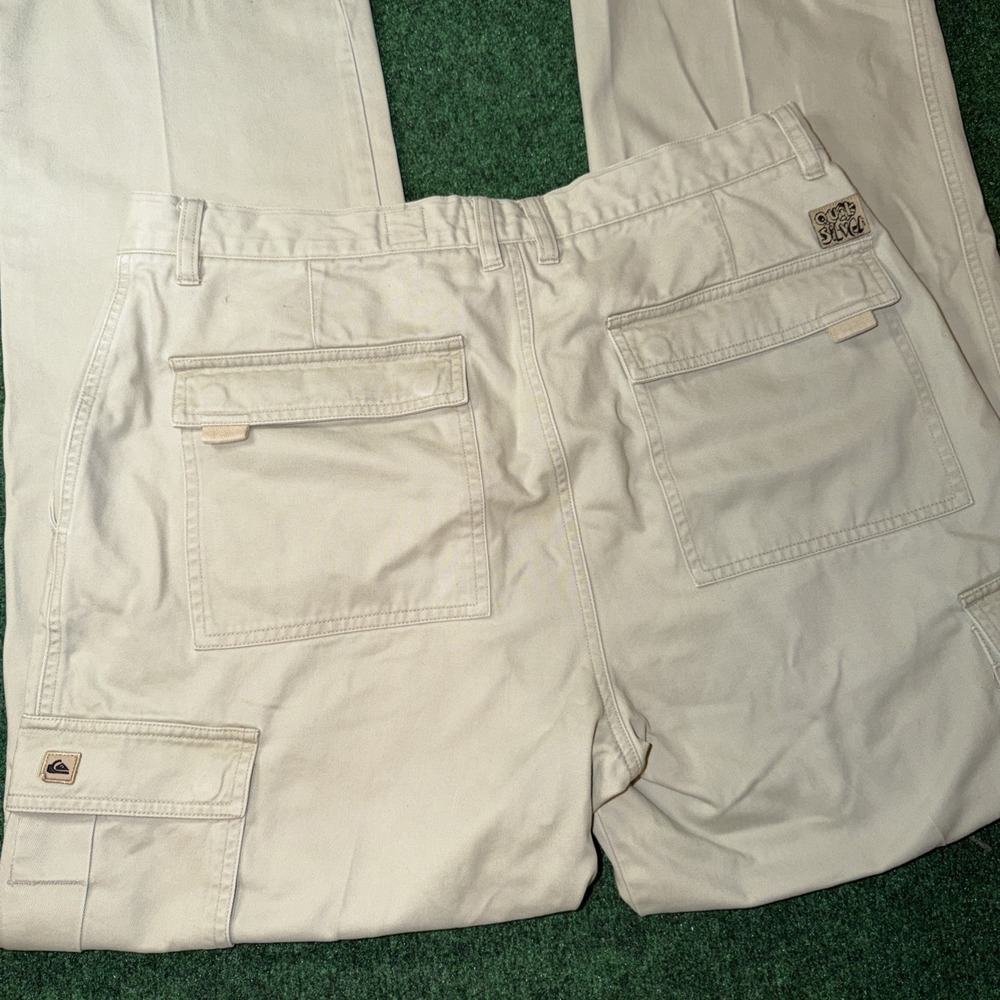Vintage Quicksilver Cargo Pants Sz 34x31 Surf Skater Baggy Y2K Logo Wideโ